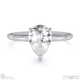 pear solitaire lab grown diamond ring white gold with cat claw setting with 9k white gold metal and pear shape diamond