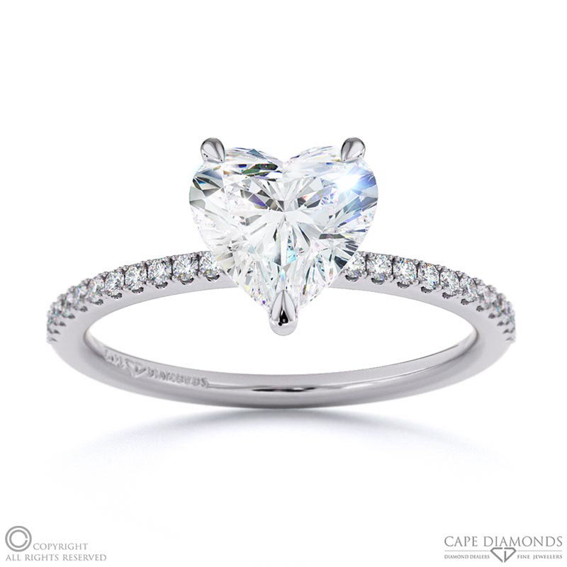 Heart-Shaped Lab Grown Diamond With Side Stones Engagement White Gold