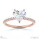 heart cut natural diamond four claw side stones rose gold with 9k rose gold metal and heart shape diamond