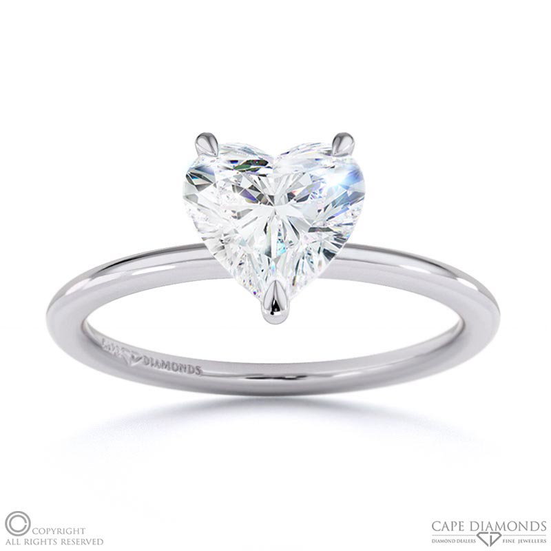 Heart-Shaped Solitaire Lab Grown Diamond Ring White Gold