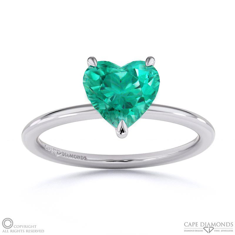 Tourmaline Heart Solitaire Claw Engagement Ring White Gold