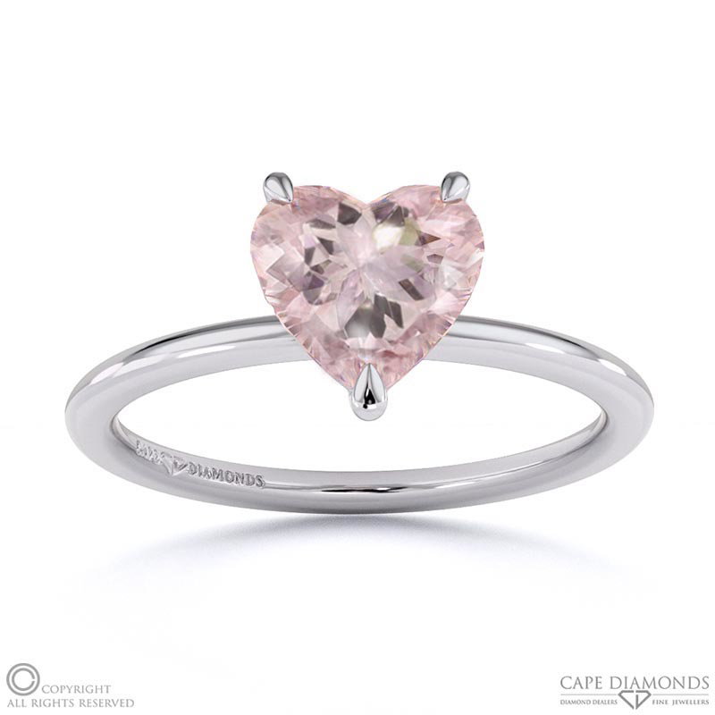Morganite Heart Solitaire Claw Engagement Ring White Gold