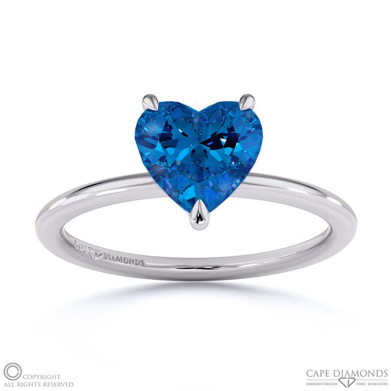 Sapphire Heart Solitaire Claw Engagement Ring White Gold