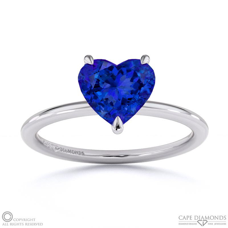 Tanzanite Heart Solitaire Claw Engagement Ring White Gold
