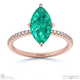 emerald marquise side stone claw engagement ring rose gold with 18k rose gold metal and marquise shape diamond