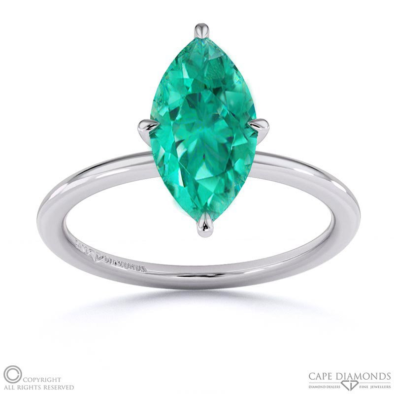 Tourmaline Marquise Solitaire Claw Engagement Ring White Gold