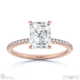 radiant cut natural diamond four claw side stones rose gold with 18k rose gold metal and radiant shape diamond