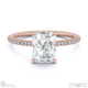 radiant cut natural diamond four claw side stones rose gold with 18k rose gold metal and radiant shape diamond