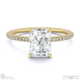 radiant-cut lab grown diamond with side stones engagement ring yellow gold with 9k yellow gold metal and radiant shape diamond