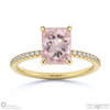 morganite radiant side stone claw engagement ring yellow gold with 9k yellow gold metal and radiant shape diamond