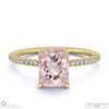 morganite radiant side stone claw engagement ring yellow gold with 9k yellow gold metal and radiant shape diamond