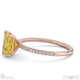 yellow lab grown diamond radiant side stone claw engagement ring rose gold with 9k rose gold metal and radiant shape diamond