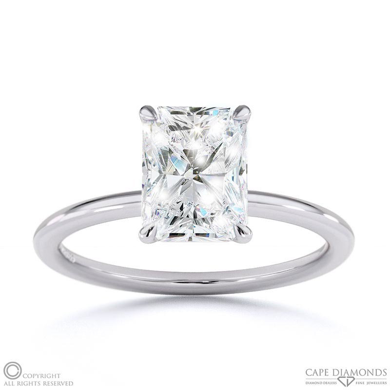Radiant-Cut Solitaire Lab Grown Diamond Ring White Gold