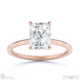 radiant-cut solitaire natural diamond ring rose gold with 4 cat claws with 9k rose gold metal and radiant shape diamond