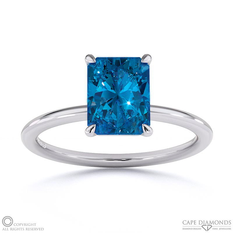 Sapphire Radiant Solitaire Claw Engagement Ring White Gold