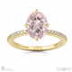 pink lab grown diamond four claw hidden halo side diamond engagement ring yellow gold with 9k yellow gold metal and oval shape diamond