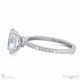 hidden halo oval natural diamond 4 claw engagement ring white gold with 18k white gold metal and oval shape diamond