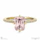pink natural diamond low hidden halo emerald cut cross claws engagement ring yellow gold with 18k yellow gold metal and emerald shape diamond
