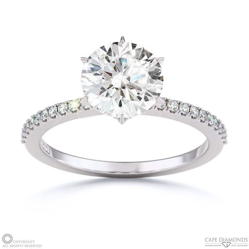 Lady Liberty Statue Natural Diamond Engagement Ring White Gold New York