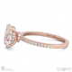 oval natural diamond chalice engagement ring rose gold with a double natural diamond halo and petit side natural diamonds with 9k rose gold metal and oval shape diamond