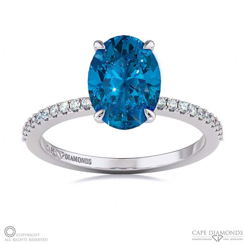 Sapphire Double Hidden Halo Side Stone Engagement Ring White Gold