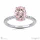 pink natural diamond oval cut hidden halo sidestones engagement ring white gold with 18k white gold metal and oval shape diamond