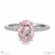 pink natural diamond oval cut hidden halo sidestones engagement ring white gold with 18k white gold metal and oval shape diamond