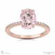pink natural diamond hidden halo oval side stone engagement ring rose gold with 9k rose gold metal and oval shape diamond