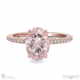 pink natural diamond hidden halo oval side stone engagement ring rose gold with 9k rose gold metal and oval shape diamond
