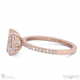 emerald natural diamond four-claw hidden halo engagement ring rose gold with pavé side natural diamonds with 18k rose gold metal and emerald shape diamond