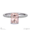 morganite hidden halo emerald cut side stone engagement ring white gold with 18k white gold metal and emerald shape diamond