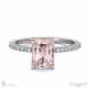 pink natural diamond hidden halo emerald cut side stone engagement ring white gold with 9k white gold metal and emerald shape diamond