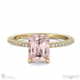 pink natural diamond hidden halo emerald cut side stone engagement ring yellow gold with 18k yellow gold metal and emerald shape diamond