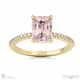 pink natural diamond hidden halo emerald cut side stone engagement ring yellow gold with 18k yellow gold metal and emerald shape diamond