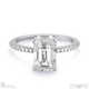 pavé natural diamond covered four-claw semi-hidden halo emerald natural diamond engagement ring white gold with 9k white gold metal and emerald shape diamond