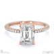pavé natural diamond covered four-claw semi-hidden halo emerald natural diamond engagement ring rose gold with 9k rose gold metal and emerald shape diamond