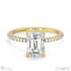 four claw hidden halo brilliant emerald lab grown diamond engagement ring yellow gold with petit pavé diamonds with 9k yellow gold metal and emerald shape diamond