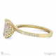 four claw hidden halo brilliant emerald lab grown diamond engagement ring yellow gold with petit pavé diamonds with 9k yellow gold metal and emerald shape diamond