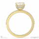 four claw hidden halo brilliant emerald lab grown diamond engagement ring yellow gold with petit pavé diamonds with 9k yellow gold metal and emerald shape diamond