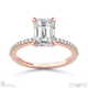 pavé natural diamond covered four-claw semi-hidden halo emerald natural diamond engagement ring rose gold with 9k rose gold metal and emerald shape diamond
