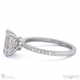 double hidden halo 4-claw emerald lab grown diamond engagement ring platinum with pavé side diamonds with platinum metal and emerald shape diamond