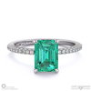 emerald double hidden halo emerald cut side stone engagement ring white gold with 18k white gold metal and emerald shape diamond