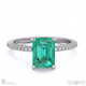 green natural diamond green emerald double hidden halo side stone engagement ring platinum with platinum metal and emerald shape diamond