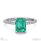 green natural diamond green emerald double hidden halo side stone engagement ring platinum with platinum metal and emerald shape diamond