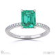 green natural diamond green emerald double hidden halo side stone engagement ring platinum with platinum metal and emerald shape diamond
