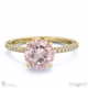 pink natural diamond hidden halo round side stone engagement ring yellow gold with 18k yellow gold metal and round shape diamond