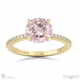 pink natural diamond hidden halo round side stone engagement ring yellow gold with 18k yellow gold metal and round shape diamond
