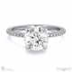 four claw hidden halo brilliant round lab grown diamond engagement ring white gold with petit pavé diamonds with 18k white gold metal and round shape diamond
