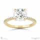 pavé natural diamond covered four-claw semi-hidden halo round natural diamond engagement ring yellow gold with 18k yellow gold metal and round shape diamond