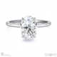 Moissanite Hidden Halo Oval Engagement Ring On Half-Rounded White Gold Band
